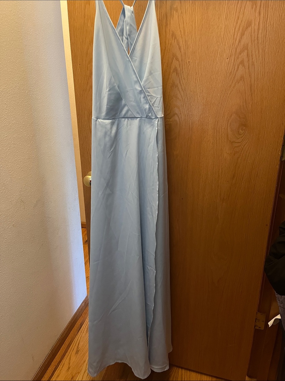 Light Blue V-Neck Sleeveless Maxi Dress
